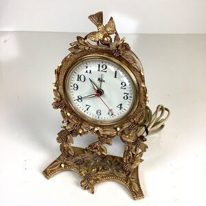 Vtg Matson Gold Ormolu Dogwood Bird Electric Clock WORKING * Missing Back Cover
